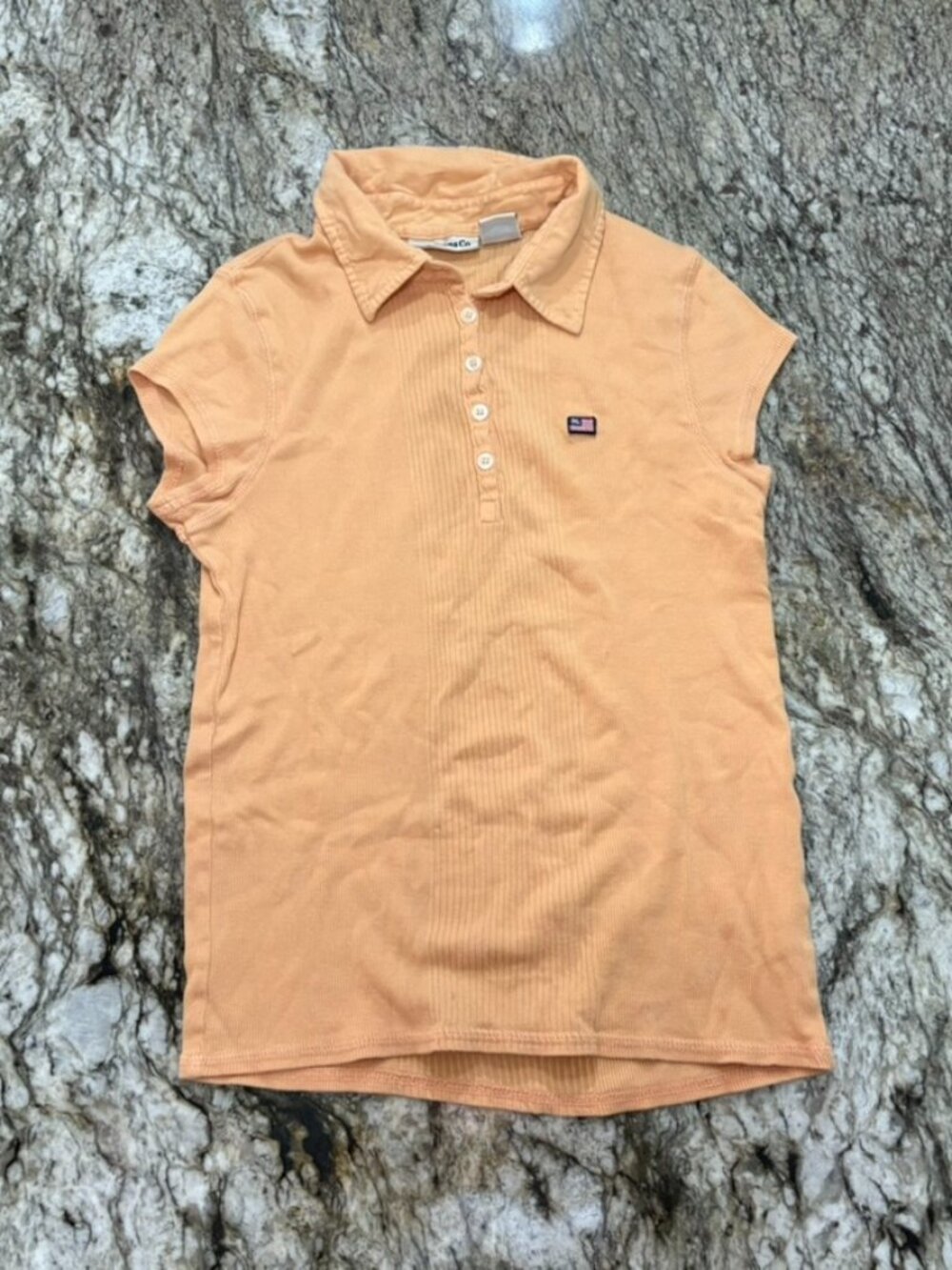 Vintage Y2K Polo Jeans Co. Ralph Lauren Peach Ribbed Polo Top